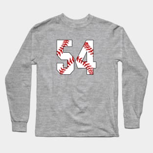 Baseball Number 54 #54 Baseball Shirt Jersey Favorite Player Biggest Fan Long Sleeve T-Shirt